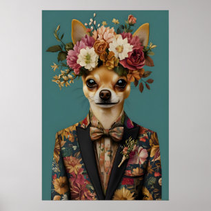 Chihuahua i kostymaffisch, Chihuahua-porträtt Poster