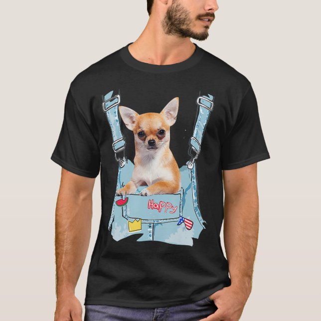 Chihuahua i Pocket 2 Strap Front Overalls För mana T Shirt (Framsida)