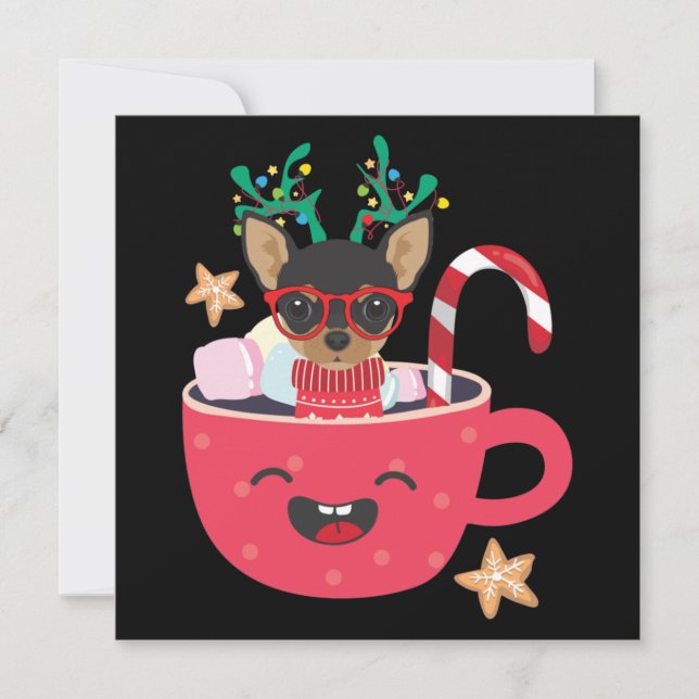 Chihuahua i tekopp jul firande anteckningskort (Framsida)