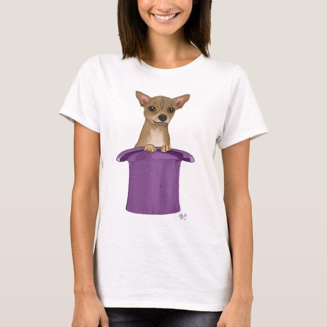 Chihuahua i Top hat Tee (Framsida)