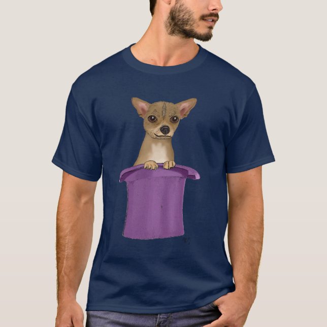 Chihuahua i Top hat Tee (Framsida)