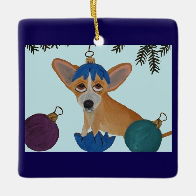 Chihuahua i trasig julgranskula (Framsida)