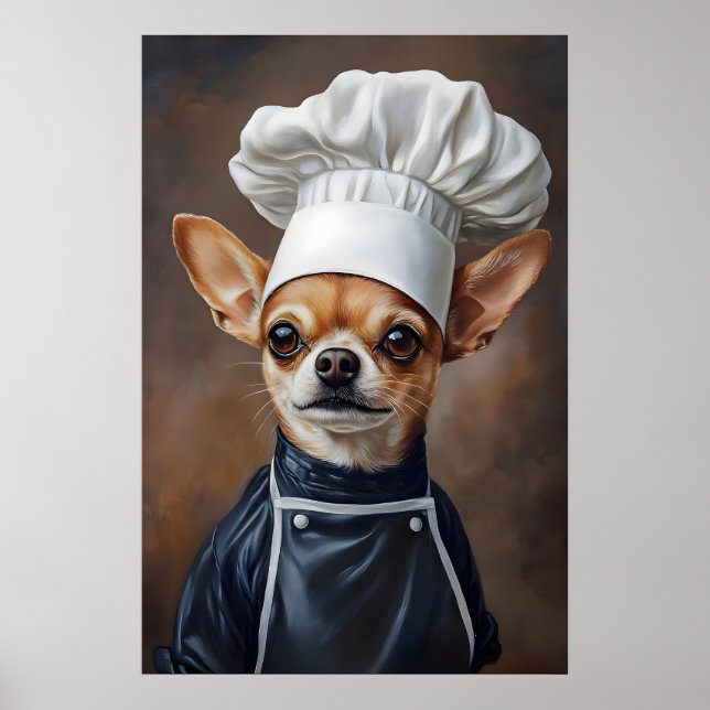 Chihuahua In Chefs Hat Poster, Pet Poster (Framsidan)