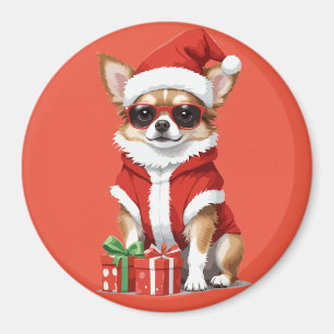 Chihuahua in Santa Costume Adsible Funny Pet Magnet