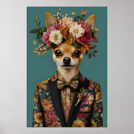 Chihuahua In Suit Poster, Chihuahua Portrait Poster