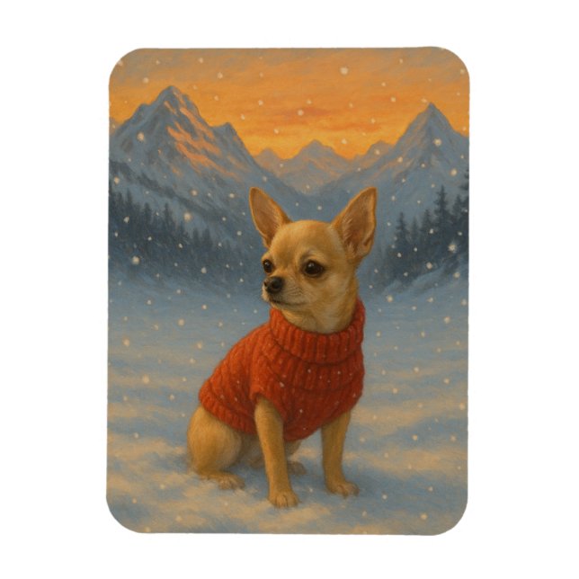Chihuahua in the Snow Magnet (Vertikal)