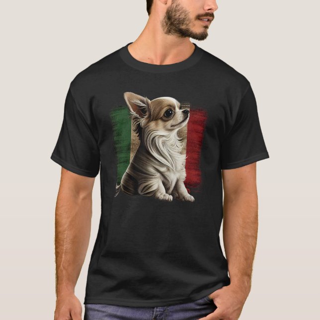 Chihuahua  Italy Flag Italian  Dog Souvenir Pizza T Shirt (Framsida)