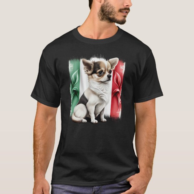 Chihuahua  Italy Flag Italian  Dog Souvenir Pizza  T Shirt (Framsida)