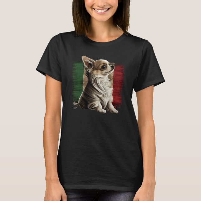 Chihuahua  Italy Flag Italian  Dog Souvenir Pizza T Shirt (Framsida)