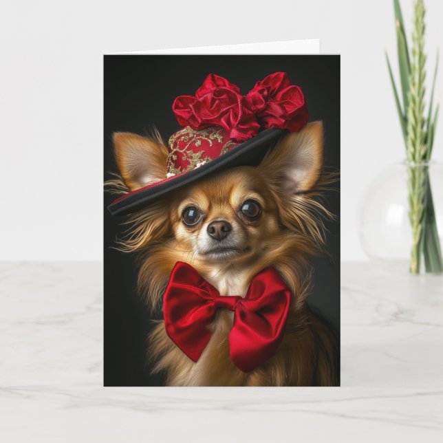 Chihuahua jul Elegant viktoriansk hund Helgkort (Framsida)
