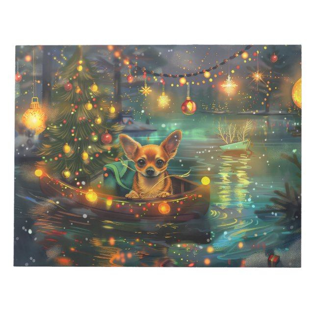 Chihuahua Jul Festive Voyage Anteckningsblock (Framsida)