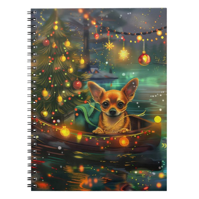 Chihuahua Jul Festive Voyage Anteckningsbok (Framsidan)
