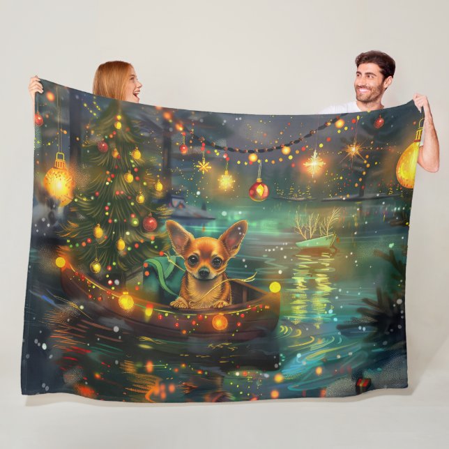 Chihuahua jul firande resa fleecefilt (På plats)