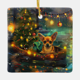 Chihuahua jul firande resa julgransprydnad keramik
