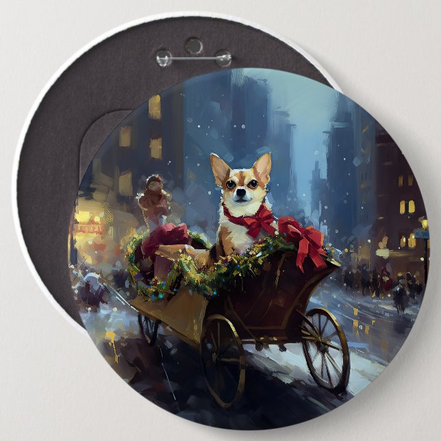 chihuahua jul högtidssäsong knapp (Framsida & baksida)