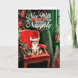 Chihuahua Jul Hund Naughty eller Nice Helgkort