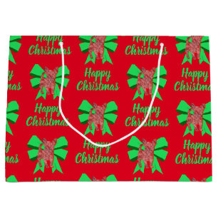 Chihuahua jul - Hund och Grönt Bow Large Gift Bag