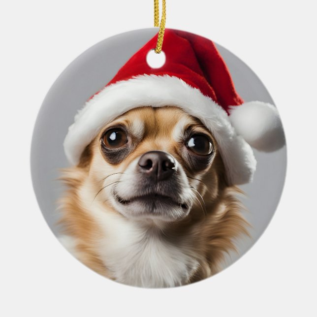 Chihuahua-jul Julgransprydnad Keramik (Framsidan)
