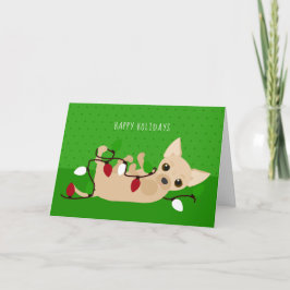 Chihuahua jul Ljus Grönt Helgkort
