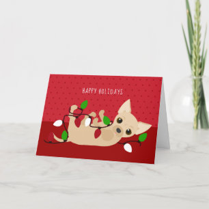 Chihuahua jul Ljus Red Helgkort