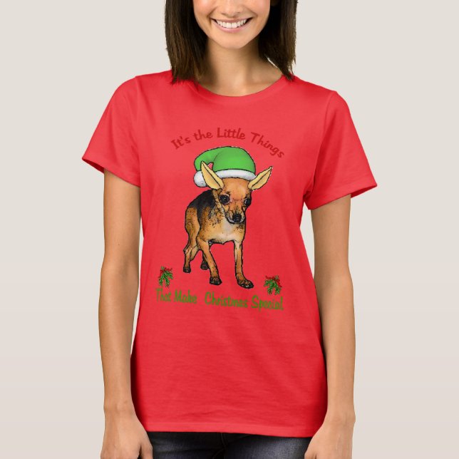 Chihuahua jul Merry T Shirt (Framsida)