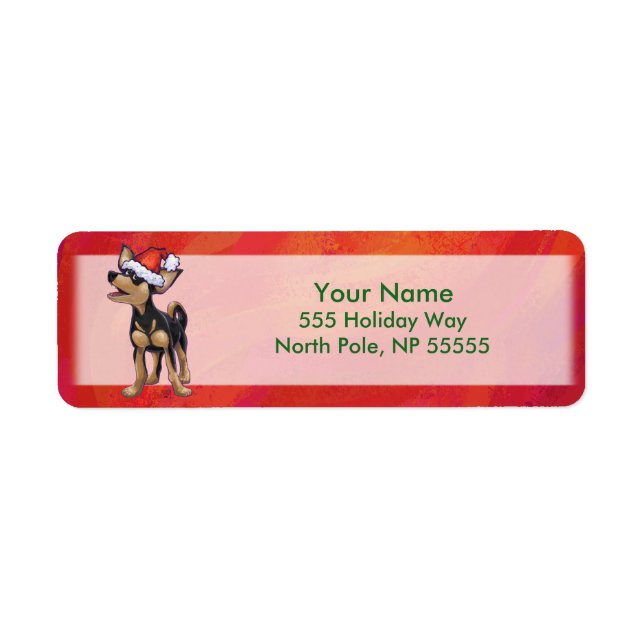 Chihuahua Jul på Red Returadress Etikett (Framsidan)
