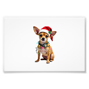 Chihuahua jul Santa ful jultröja hundälskare X Fototryck