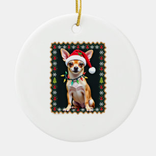 Chihuahua jul Santa ful jultröja hundälskare X Julgransprydnad Keramik