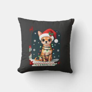 Chihuahua jul Santa ful jultröja hundälskare X Kudde