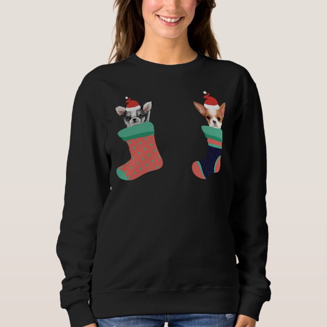 Chihuahua jul Socks Santa Hat T Shirt (Framsida)