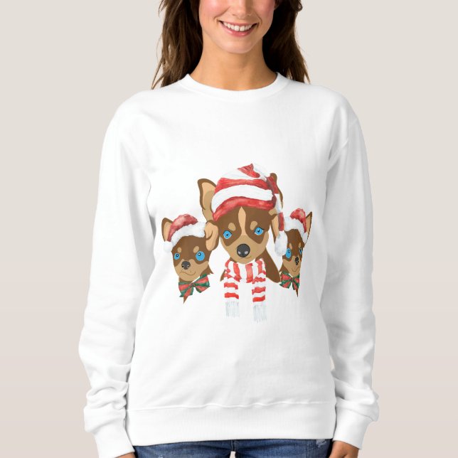 Chihuahua jul Sweatshirt T Shirt (Framsida)