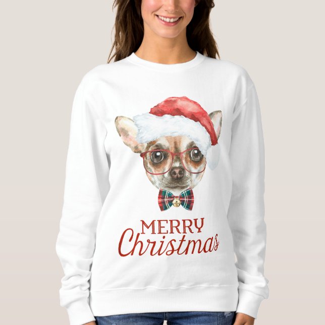 Chihuahua jul Sweatshirt T Shirt (Framsida)