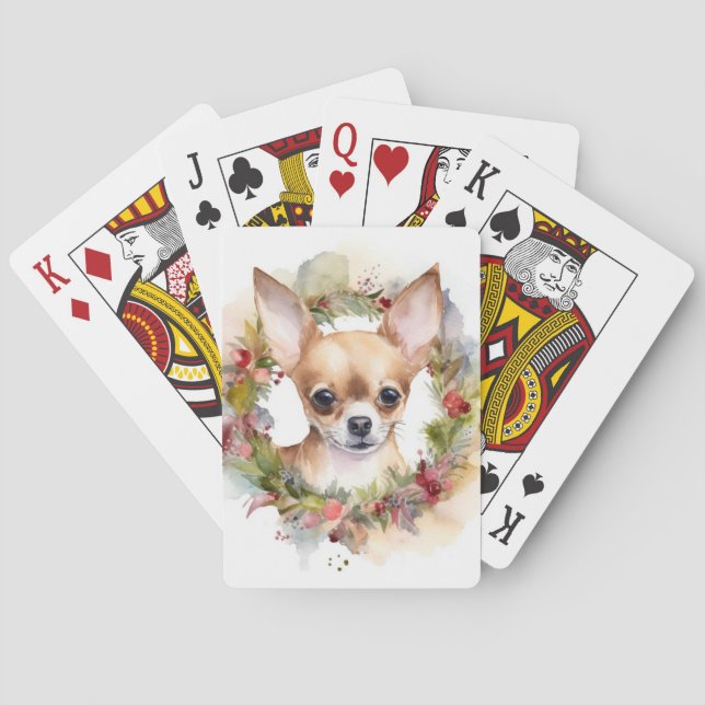 Chihuahua jul Utandning Festive Valp Casinokort (Baksidan)