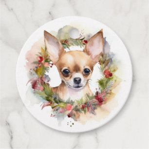Chihuahua jul Utandning Festive Valp Gåvor Etiketter