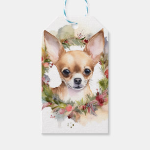 Chihuahua jul Utandning Festive Valp Presentetikett