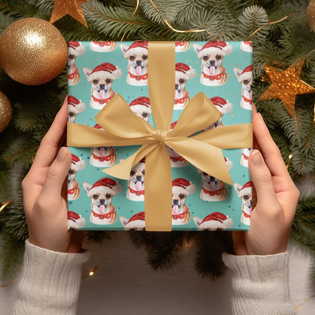 Chihuahua jul Vattenfärg Hundraser  Presentpapper (Skapare uppladdad)