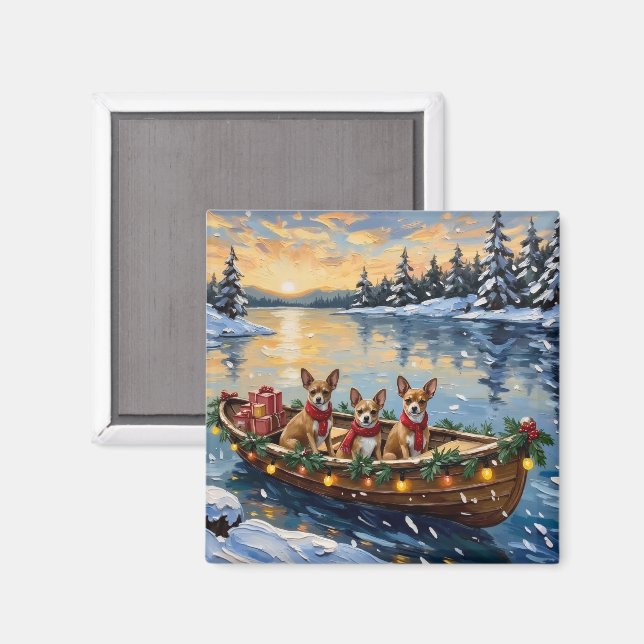 Chihuahua julbåtshögtid magnet (Front/Back)
