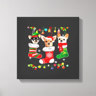 Chihuahua julbelysning Xmas Hund Klassisk T-Shirt Canvastryck