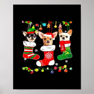 Chihuahua julbelysning Xmas Hund Klassisk T-Shirt Poster