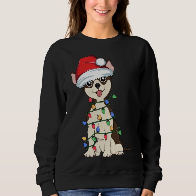 Chihuahua Julgran Light Santa Hund Julafton Taco T Shirt (Framsida)