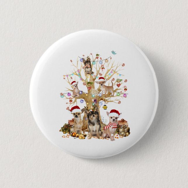 Chihuahua julgran ornament hund älskare knapp (Framsida)