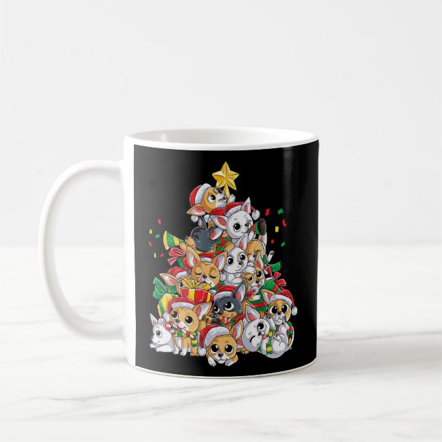 Chihuahua Julgran Santa Hund älskare Julafton Kaffemugg (Vänster)