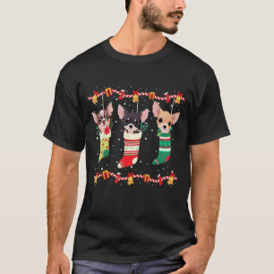 Chihuahua julstrumpor ljus rolig Xmas hund present T Shirt