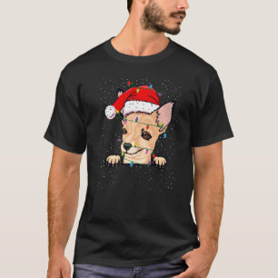 Chihuahua jultomte hatt julbelysning Xmas träd T Shirt