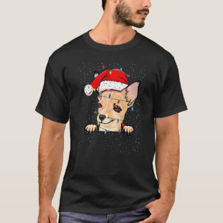 Chihuahua jultomte hatt julbelysning Xmas träd T Shirt