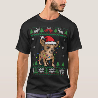 Chihuahua Jultomten hat och Ljus Chihuahua ugl T Shirt