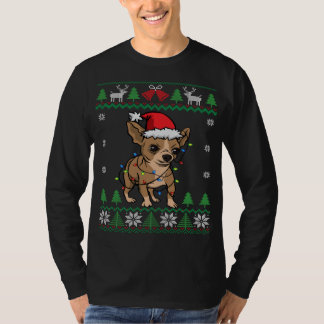 Chihuahua Jultomten hat och Ljus Chihuahua ugl T Shirt