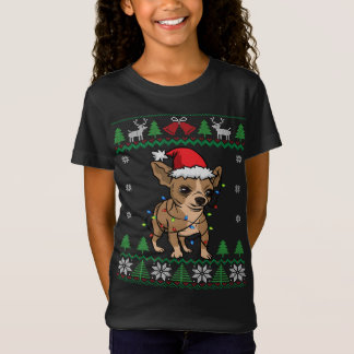 Chihuahua Jultomten hat och Ljus Chihuahua ugl T Shirt