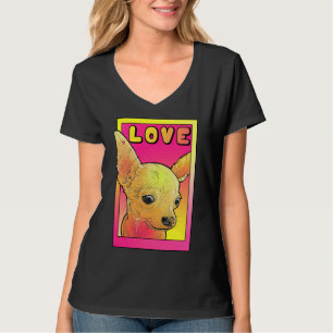 Chihuahua Kärlek Rosa och Gult Pop Art T Shirt