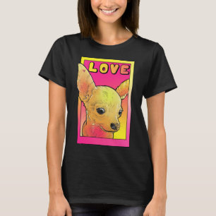 Chihuahua Kärlek Rosa och Gult Pop Art T Shirt